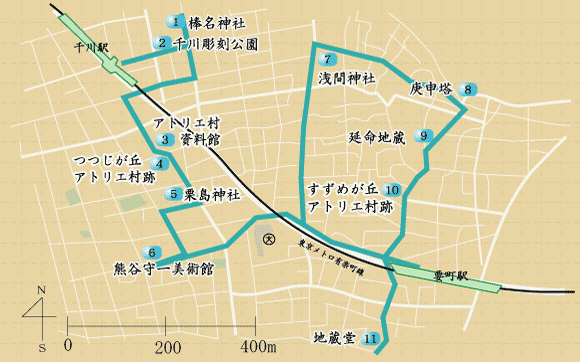 モンパルナスの軌跡と古き神社を巡る「千川・要町・高松コース」